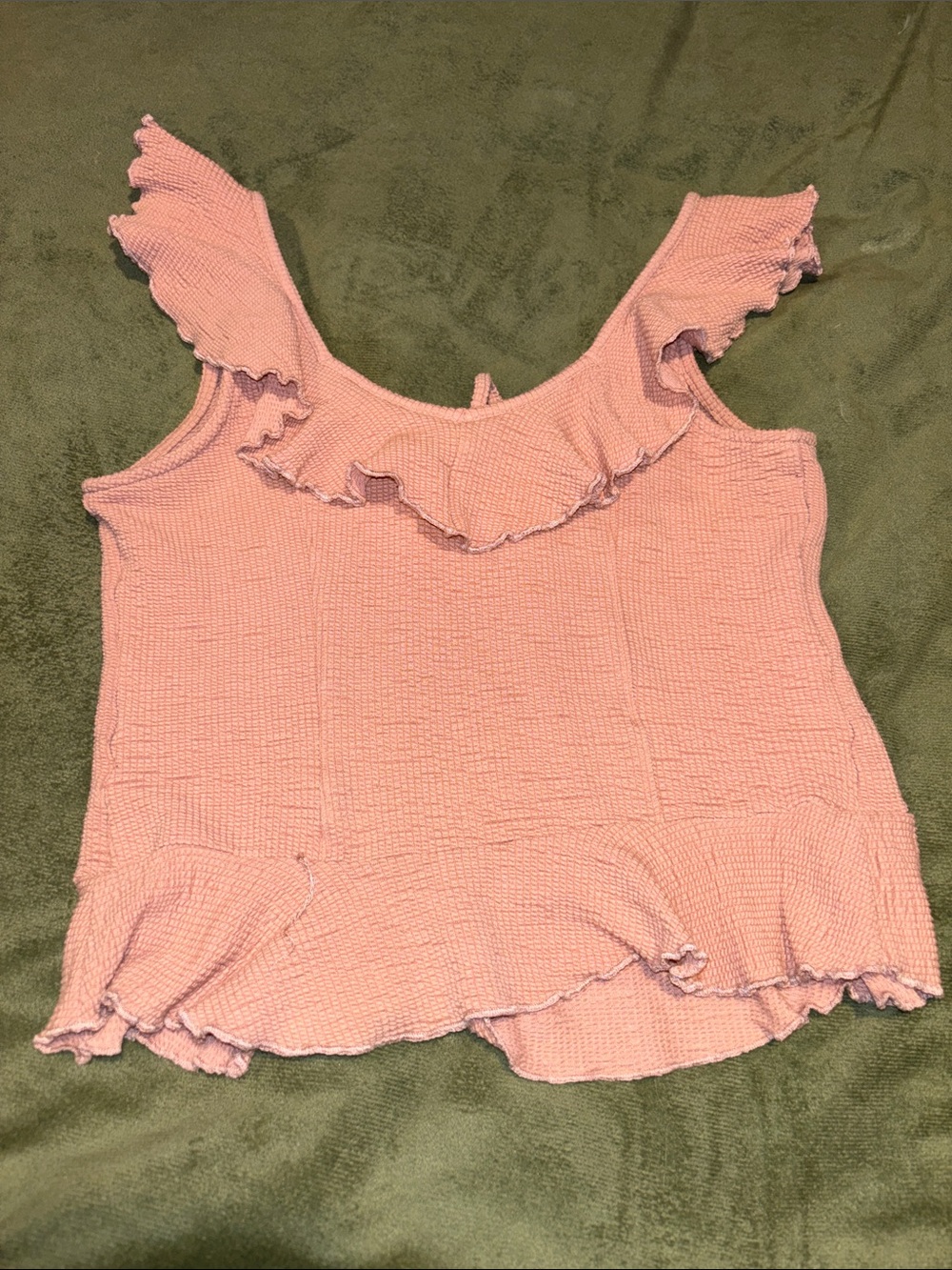 American Rag Pink Ruffled Tie-Front Tank - Picture 3 of 3